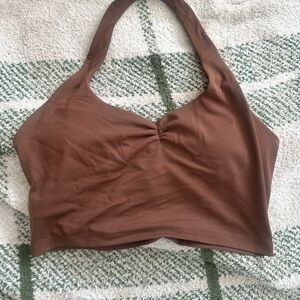 Brown workout halter crop top